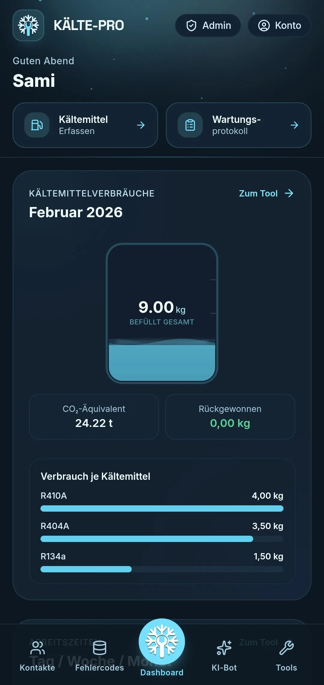 Kälte-Pro – Dashboard